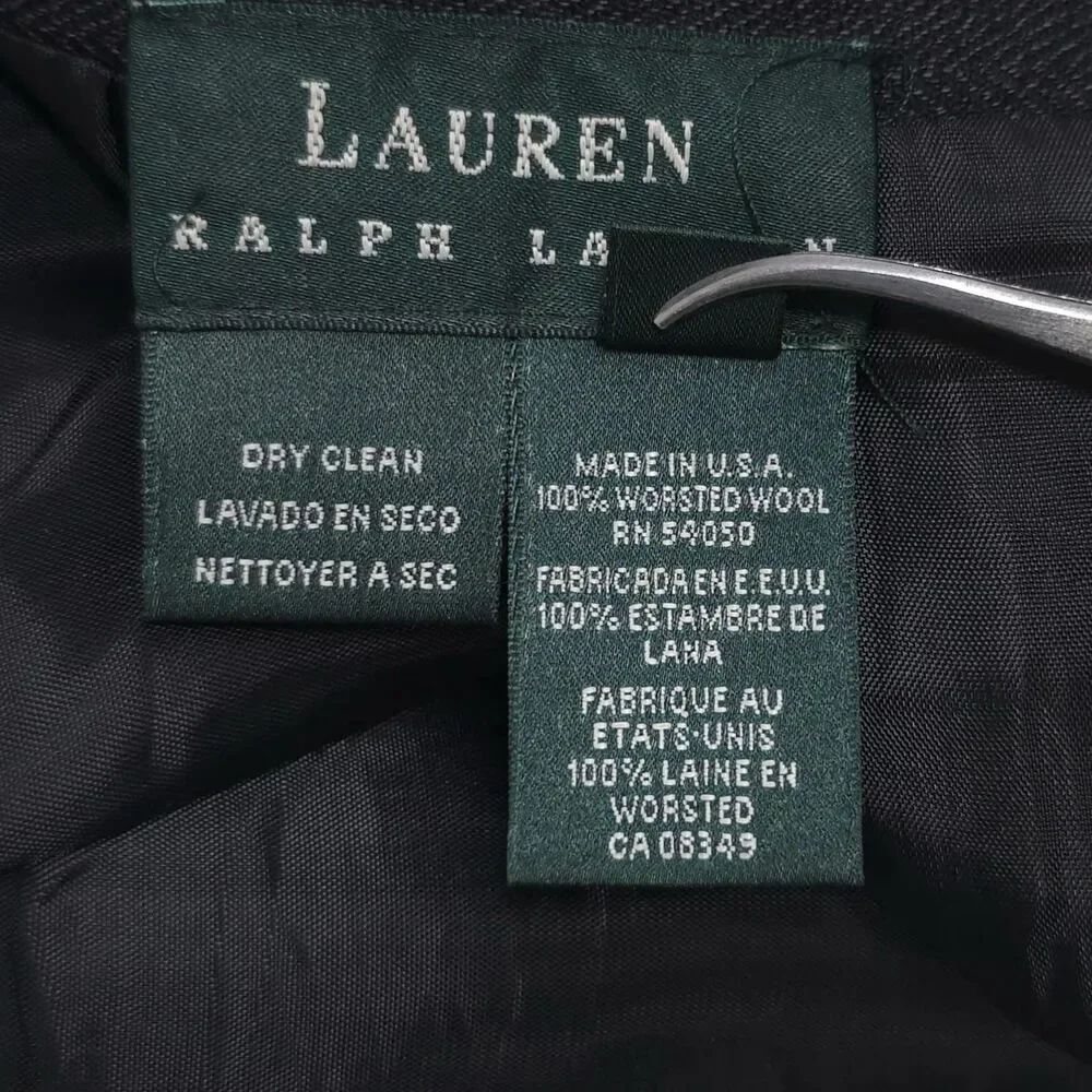 LAUREN RALPH LAUREN 100% WORSTED WOOL Skirt Size 14 USA‎ MADE Vintage